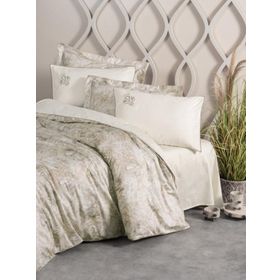 Cotton Box Elite Beatrix Bej Saten Çift Kişilik 200x220 cm Nevresim Takımı
