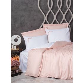 Cotton Box Elite Melinda Pembe Saten Çift Kişilik 200x220 cm Nevresim Takımı