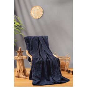 Cotton Box Embos Lacivert Çift Kişilik Battaniye