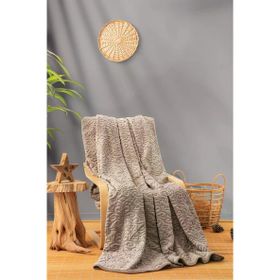 Cotton Box Emboss 220x240 Bej Çift Kişilik Battaniye