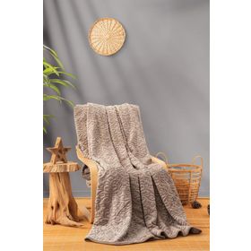 Cotton Box Emboss 220x240 Bej Çift Kişilik Battaniye