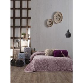 Cotton Box Emboss Bej Çift Kişilik Battaniye