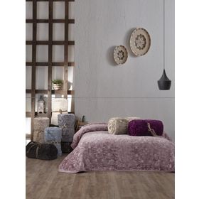 Cotton Box Emboss Bej Çift Kişilik Battaniye