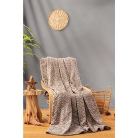 Cotton Box Emboss Bej Çift Kişilik Battaniye