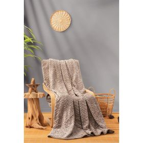 Cotton Box Emboss Bej Çift Kişilik Battaniye