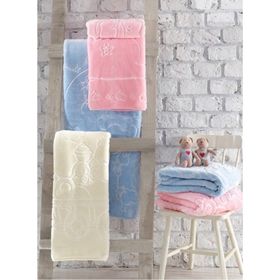 Cotton Box Emboss Ekru Bebek Battaniye