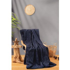 Cotton Box Emboss Lacivert Çift Kişilik Battaniye