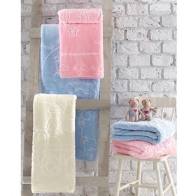 Cotton Box Emboss Pembe Bebek Battaniyesi