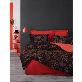 Cotton Box Emh Dark Çift Kişilik Cubo Kiremit Nevresim Takımı
