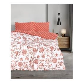 Cotton Box Flanel Çift Kişilik Flowerland Kırmızı Nevresim Takımı