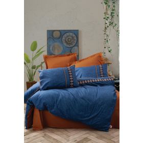 Cotton Box Folk Art Lusso Lacivert Tek Kişilik Nevresim Takımı