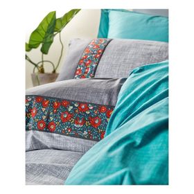 Cotton Box Folk Art Nakışlı Saten Ranforce Çift Kişilik Nevresim Takımı