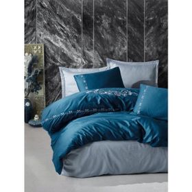 Cotton Box Gloria Brode Saten Mavi 200 x 220 cm Nevresim Takımı