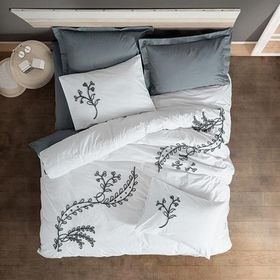 Cotton Box Ivy Gri Nakışlı Ranforce Çift Kişilik Nevresim Takımı