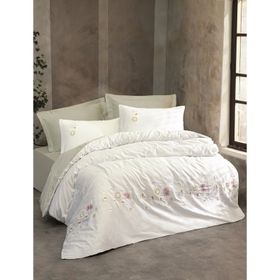 Cotton Box Jenika Mint 3D Nakışlı Saten Çift Kişilik Nevresim Takımı