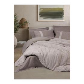 Cotton Box Linje Kahve Ribbed Çift Kişilik 200x220 cm Nevresim Takımı