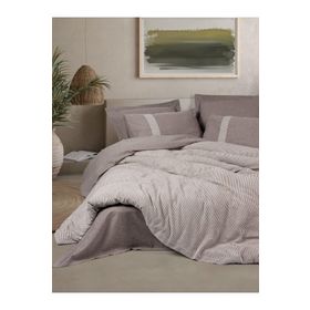 Cotton Box Linje Kahve Ribbed Çift Kişilik 200x220 cm Nevresim Takımı