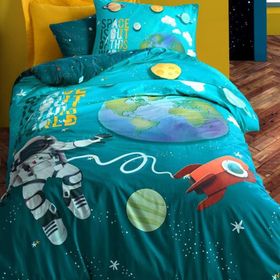 Cotton Box Little Astronaut Turkuaz Tek Kişilik Nevresim Takımı