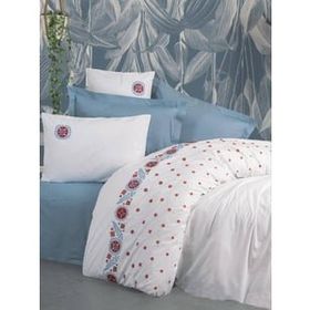 Cotton Box Mabel Mavi Brode Ranforce Çift Kişilik Nevresim Takımı