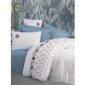 Cotton Box Mabel Mavi Brode Ranforce Çift Kişilik Nevresim Takımı