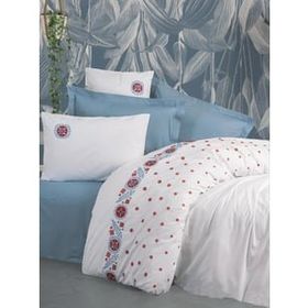 Cotton Box Mabel Mavi Brode Ranforce Çift Kişilik Nevresim Takımı