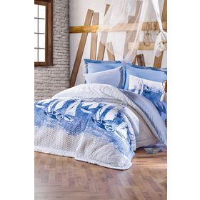Cotton Box Maritime Pusla Mavi Tek Kişilik Nevresim Takımı