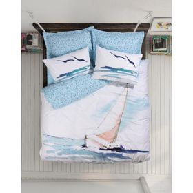 Cotton Box Maritime Sail Mavi Çift Kişilik Nevresim Takımı