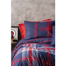 Cotton Box Masculine Abel Kırmızı Tek Kişilik 160x220 cm Nevresim Takımı