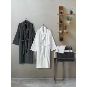 Cotton Box Masculine Carlos Carlos Beyaz Antrasit Aile Bornoz Seti