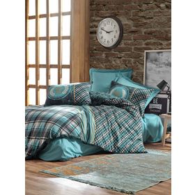 Cotton Box Masculine Enrico Petrol Çift Kişilik Nevresim Takımı