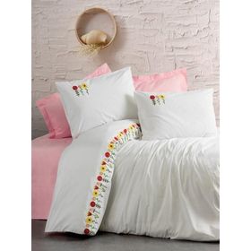 Cotton Box Mina Pembe Brode Ranforce Çift Kişilik Nevresim Takımı