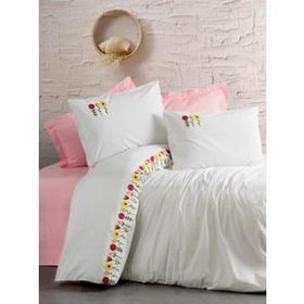 Cotton Box Mina Pembe Brode Ranforce Çift Kişilik Nevresim Takımı