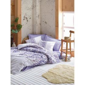 Cotton Box Minimal Ranforce Well Lila Çift Kişilik Nevresim Takımı