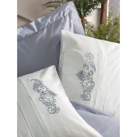 Cotton Box Nakışlı Saten Biana Gri Çift Kişilik 200x220 cm Nevresim Takımı