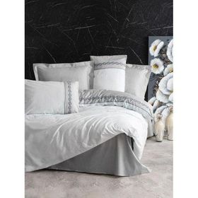 Cotton Box Nakışlı Saten Çift Kişilik Fedor Gri Nevresim Takımı