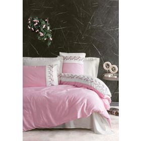 Cotton Box Nakışlı Saten Çift Kişilik Niobe Pembe Nevresim Takımı