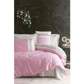 Cotton Box Nakışlı Saten Çift Kişilik Niobe Pembe Nevresim Takımı