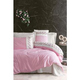 Cotton Box Nakışlı Saten Çift Kişilik Niobe Pembe Nevresim Takımı