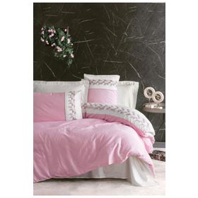 Cotton Box Nakışlı Saten Çift Kişilik Niobe Pembe Nevresim Takımı