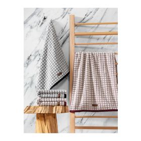 Cotton Box Nature Bordo Siyah Jakarlı 50x90 cm 4'lü Havlu Seti