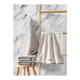 Cotton Box Nature Kahve Bej Jakarlı 50x90 cm 4'lü Havlu Seti