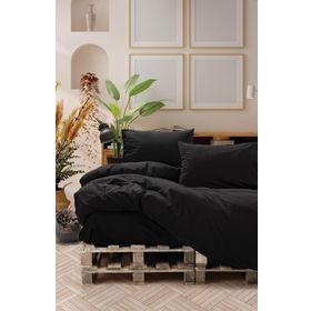 Cotton Box Neat Poplin Siyah Çift Kişilik Nevresim Takımı