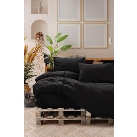Cotton Box Neat Poplin Siyah Çift Kişilik Nevresim Takımı