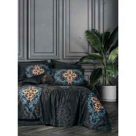 Cotton Box Palace Saray Modeli Pamuk Saten Çift Kişilik Dorhan Siyah 4 Yastıklı Nevresim Takımı
