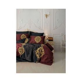 Cotton Box Palace Saray Modeli Pamuk Saten Çift Kişilik Ebren Antrasit 4 Yastıklı Nevresim Takımı