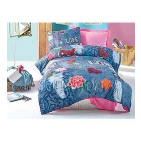 Cotton Box Pamuk Ranforce Kelly Pembe Tek Kişilik Nevresim Takımı