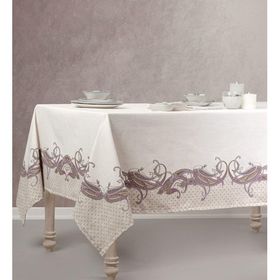 Cotton Box Pano Nels Bej Baskılı 170x170 cm Masa Örtüsü
