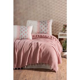 Cotton Box Papina Jakarlı Çift Kişilik Pudra Pike Takımı