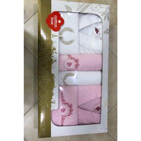 Cotton Box Pembe Beyaz Aile Bornoz Seti