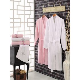 Cotton Box Pembe Beyaz Aile Bornoz Seti